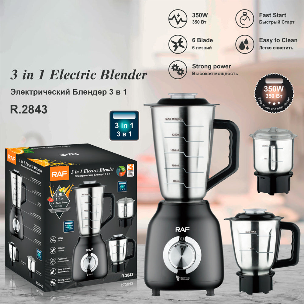 Blender RAF 3 in 1 - 350W, 1.5L, Material Inox, 5 Viteze