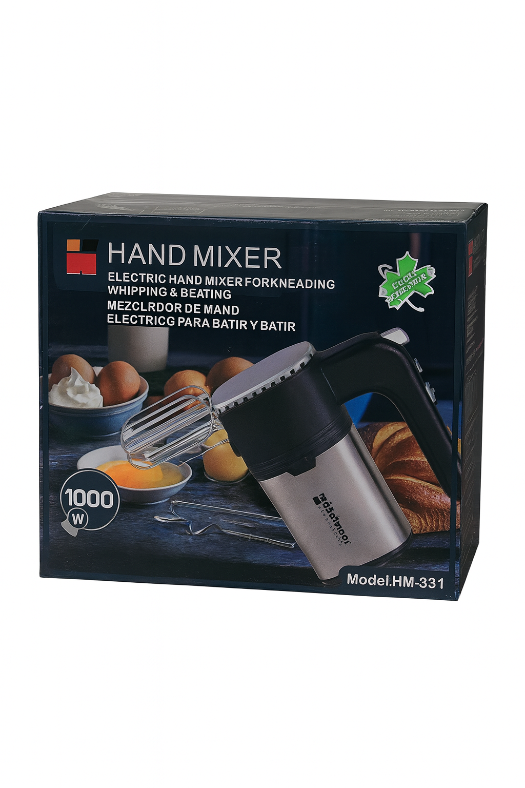 Mixer de Bucatarie Hoffmans 1000W, Carcasa Inox, 5 Viteze, Accesorii pentru Mixare si Framantare