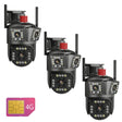 Set 3x Camere Triple 4G/LAN 6K 12MP, Zoom Digital 8X, AI Motion Detection, Night Vision, PTZ 355°/90°, IP66