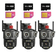 Set 3x Camere Triple 4G/Cablu 6K 12MP, Zoom Digital 8X, AI Motion Detection, Night Vision, PTZ 355°/90°, IP66, 3x Card 32GB Incluse