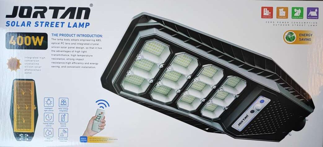 Lampa Solara Durabila Jortan, 400W cu LED-uri Ultima Generatie, Protecție IP67, Picior Metalic inclus