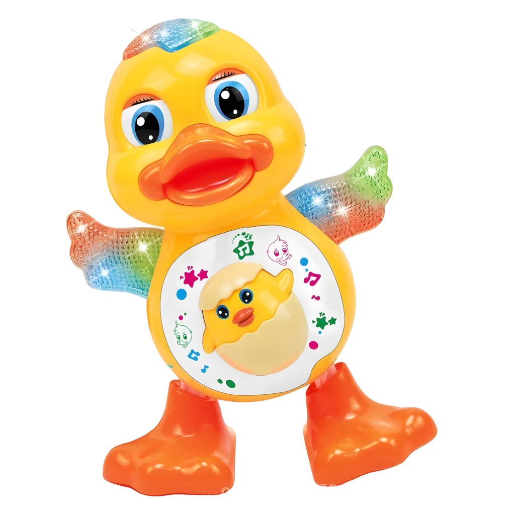 Jucarie interactiva pentru copii - Dancing Duck, cu sunete si lumini Multicolore
