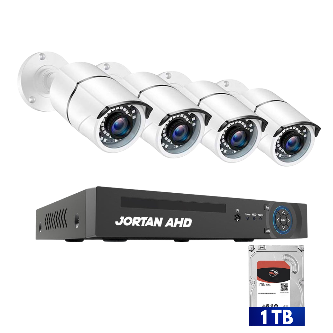 Sistem de Supraveghere Video JORTAN AHD, CCTV 4 Camere + Hard Disk 1TB
