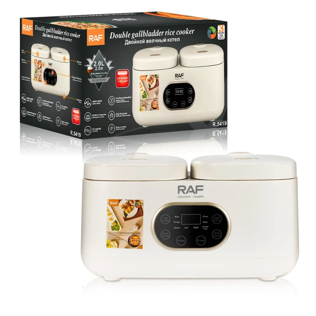 Rice Cooker Electric cu 2 Camere, Multifunctional, Ideal pentru Orez Pufos, Gatit la Aburi