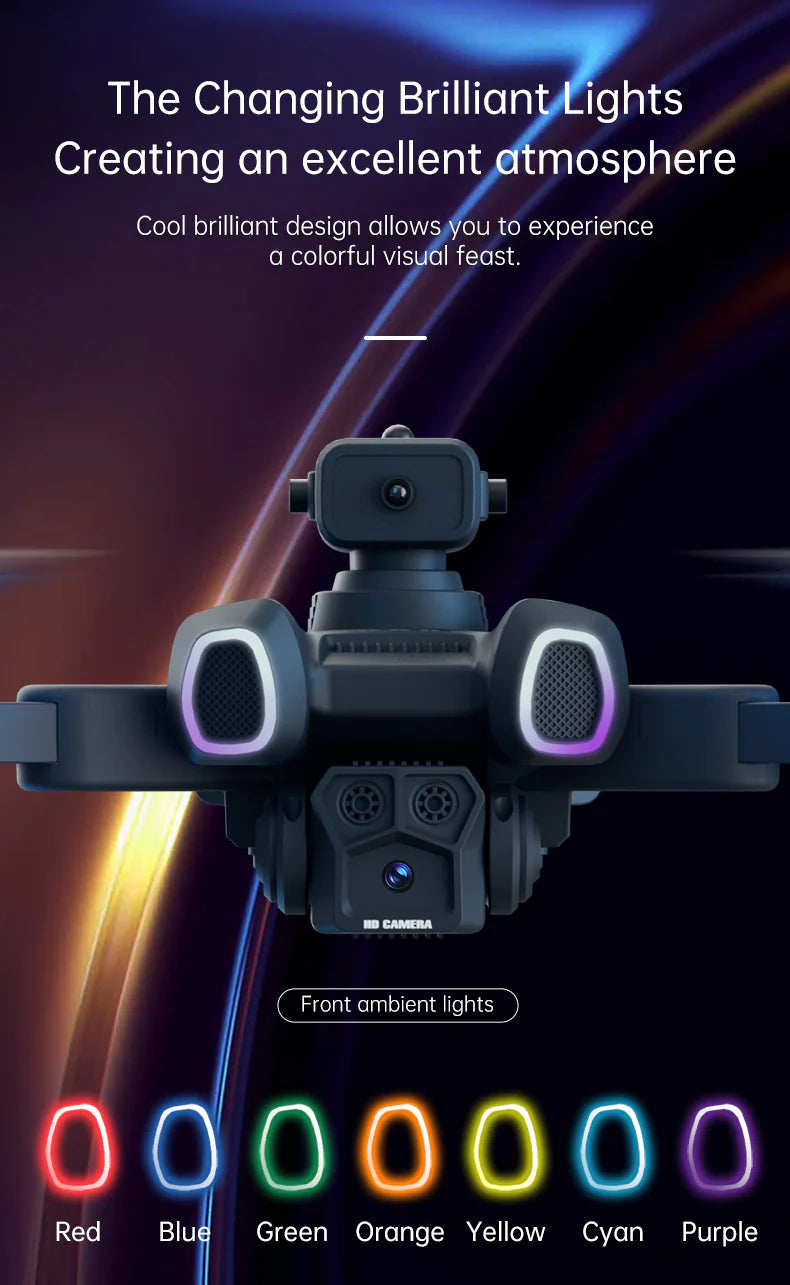 Drona JJRC H117 cu Lumini Schimbatoare, Camera Duala HD, Pozitionare prin Flux Optic, Control APP - 2 Baterii, Negru