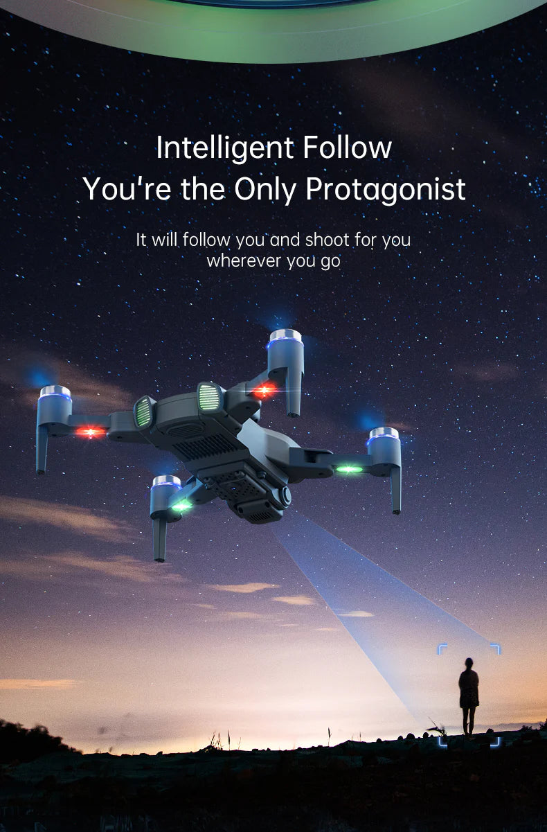 Drona JJRC H117 cu Lumini Schimbatoare, Camera Duala HD, Pozitionare prin Flux Optic, Control APP - 2 Baterii, Negru