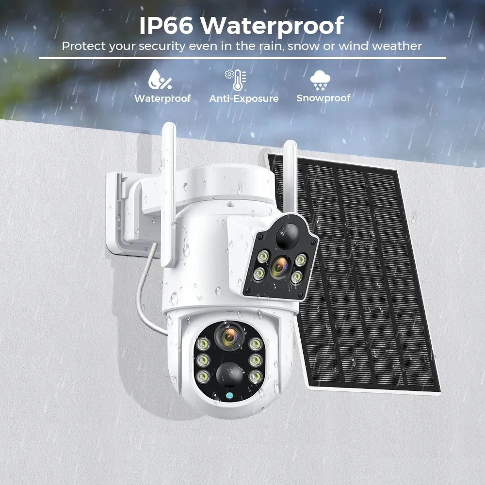 Set 4 Camere IP 8MP Wireless, Jortan Dual JT-8699T, Panou Solar, Viziune Nocturna, IP66