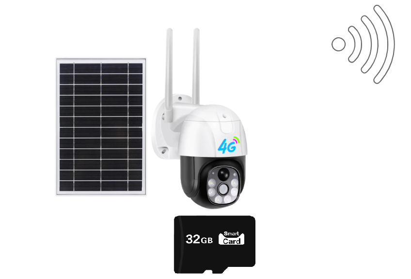 Camera de Supraveghere Solara 4G cu Slot SIM, Senzor de miscare, Night Visual (Card 32GB Inclus)