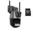Camera IP Dual Jortan 6MP JT-9687 PRO, 360° Panoramic, LED IR/White Smart, WiFi/LAN, Stocare microSD + Card 32GB