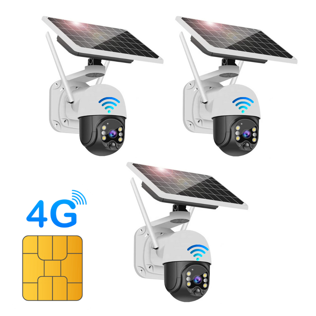 Set 1/2/3/4 Camere Solare 4G, cu Slot SIM, V380 PRO Android/IOS, Senzor de miscare, Control la Distanta