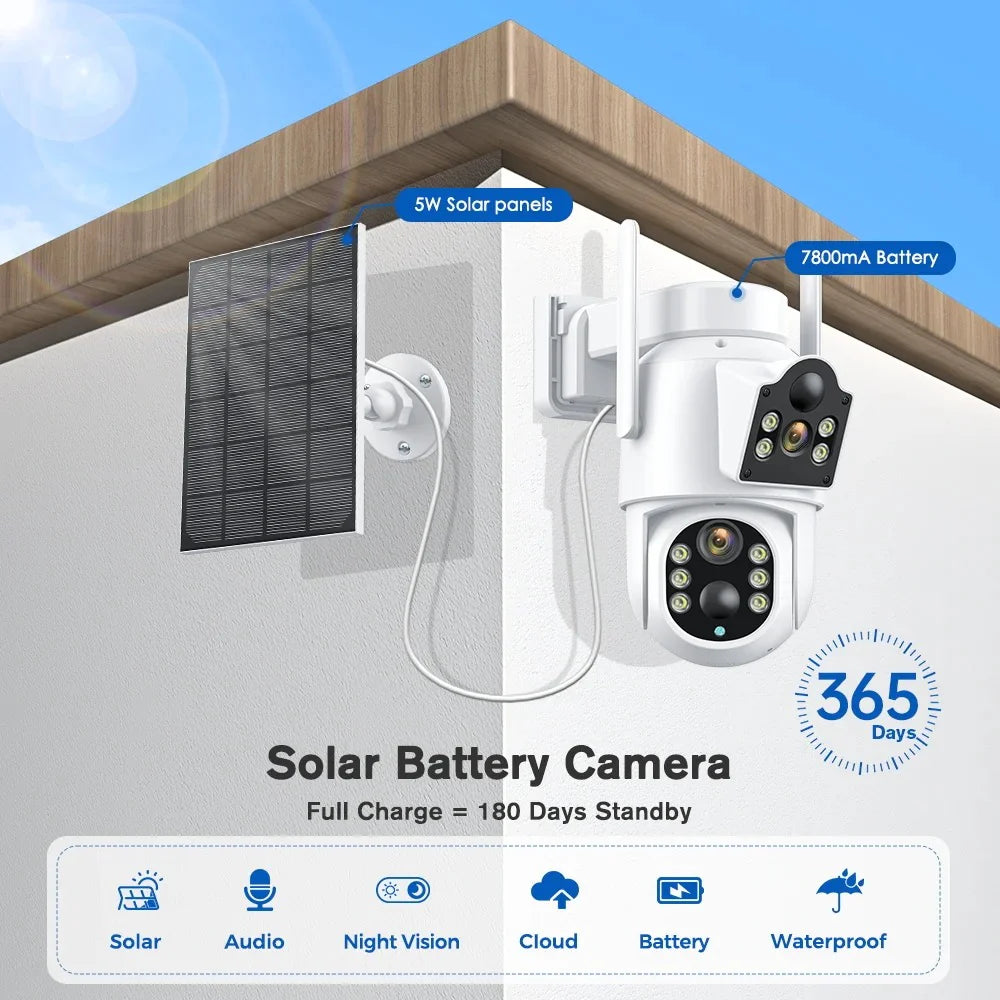 Set 4 Camere IP 8MP Wireless, Jortan Dual JT-8699T, Panou Solar, Viziune Nocturna, IP66