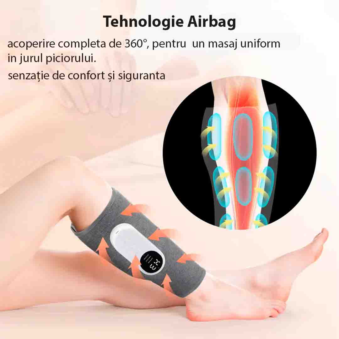 Aparat de Masaj - Incalzire si Compresie - pentru Picioare si Gambe, 3 Moduri, 1800 mAh