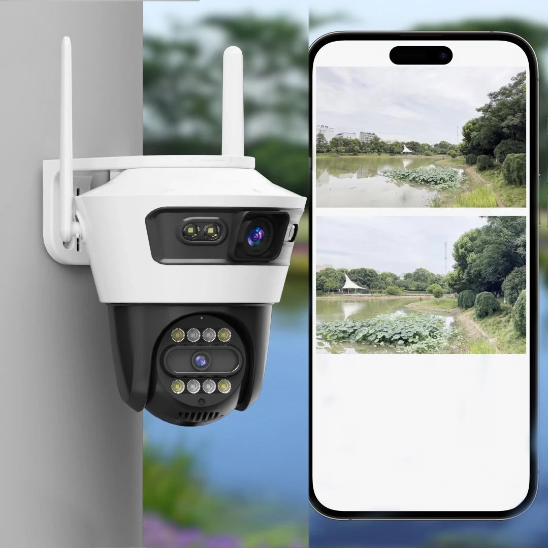 Camera Duala Model Jortan - 6MP, Conexiune WiFi/LAN, Night Vision, de Exterior