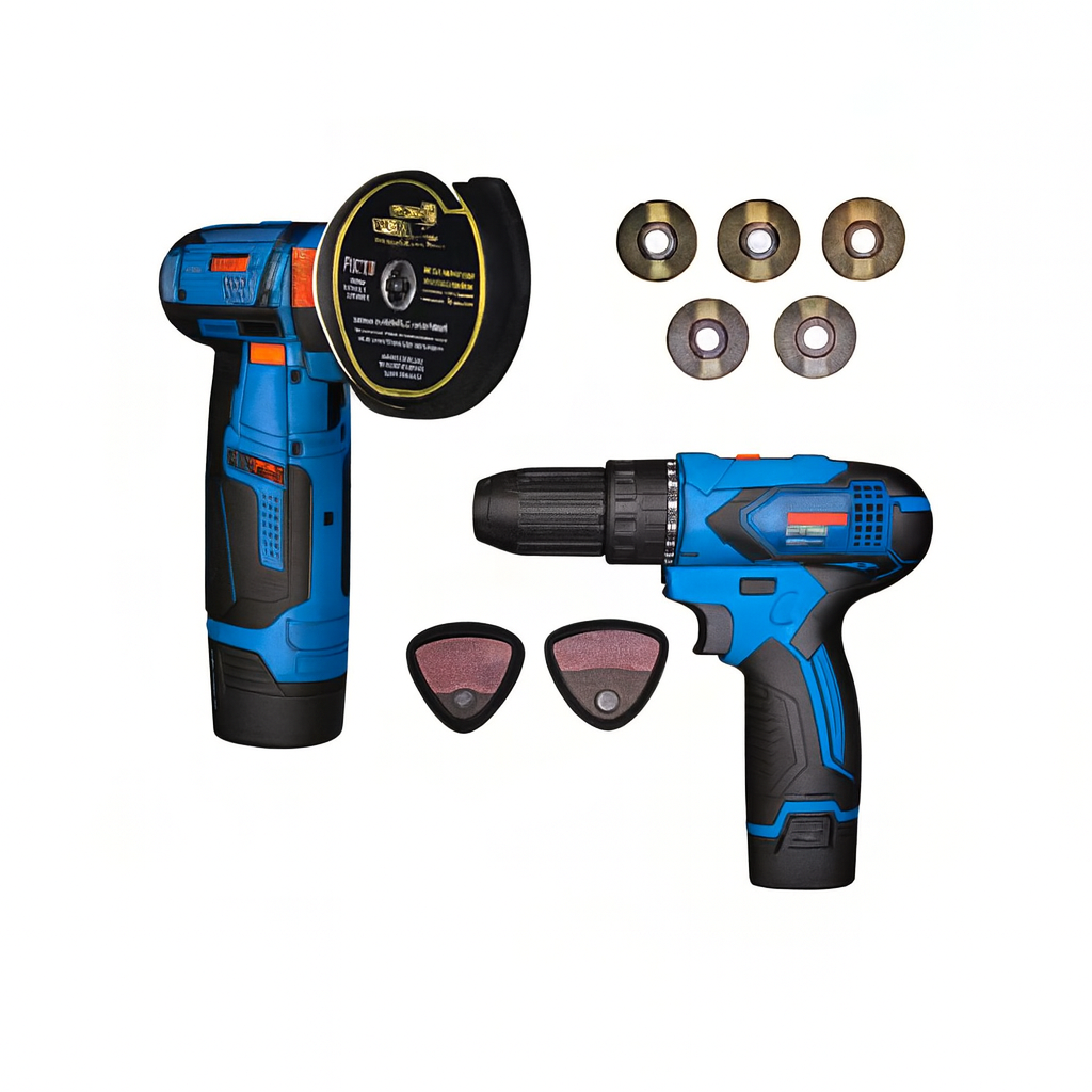 Set Profesional OKBOONS, Bormasina 48V + Flex Compact 10.000 rpm, 2 Acumulatori 48V, Valiza si Discuri