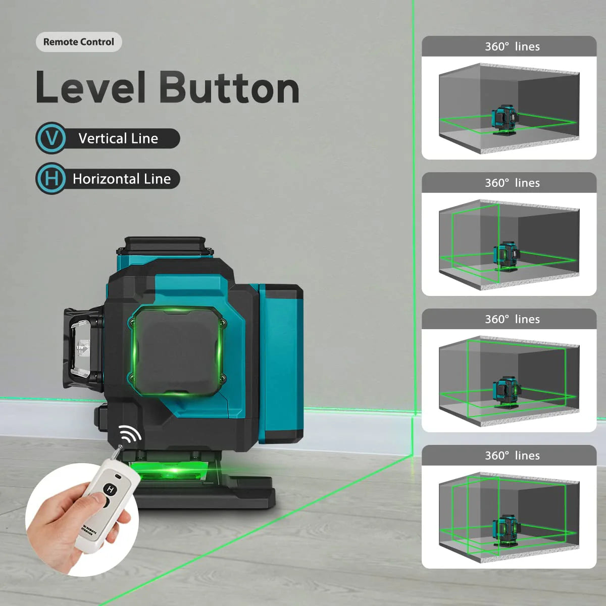 Nivela Laser Profesionala 3D, Trepied Extensibil - 16 Linii - NivelMax, Verde, cu 2 Baterii 4000mAh