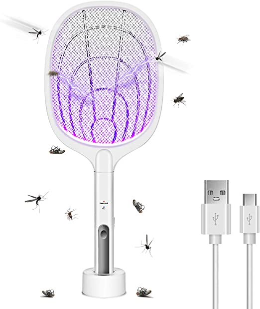 Paleta Electrica anti-insecte, incarcare USB, baterie 1200mAh si Lumina inclusa
