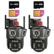 Set 2x Camere Triple 4G/Cablu 6K 12MP, Zoom Digital 8X, AI Motion Detection, Night Vision, PTZ 355°/90°, IP66, 2x Card 64GB Incluse