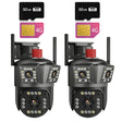 Set 2x Camere Triple 4G/Cablu 6K 12MP, Zoom Digital 8X, AI Motion Detection, Night Vision, PTZ 355°/90°, IP66, 2x Card 32GB Incluse