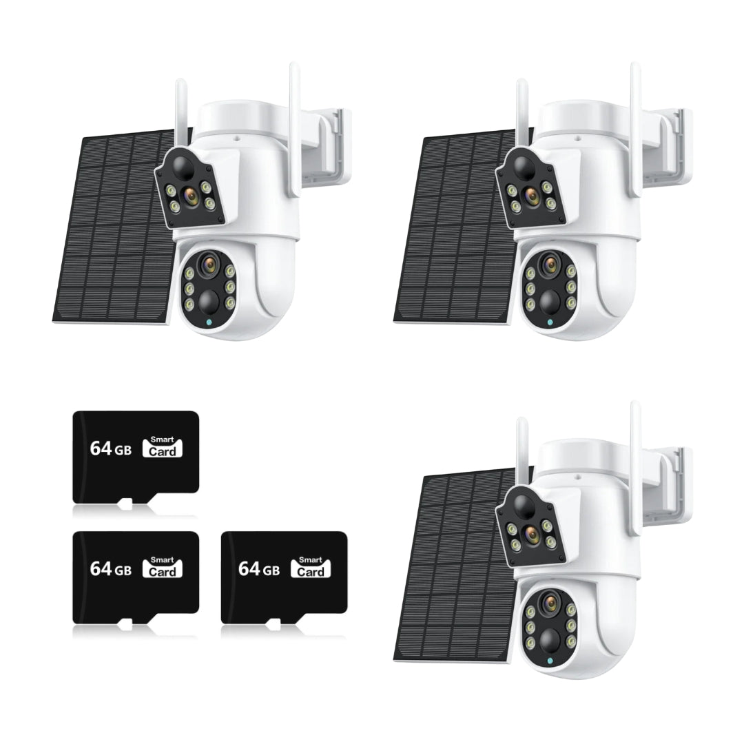 SET 3 Camere IP Wireless 8MP, Dual Jortan JT-8699T, 3 Carduri 64GB, Panou Solar, IP66