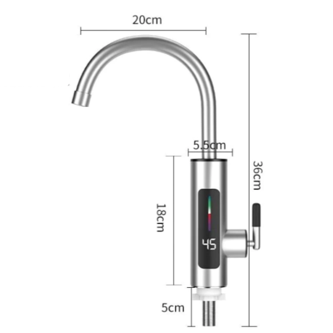 Robinet Instant Apa Calda, 3000W, FutureKitchen, IPX4, 360° rotire