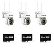 SET 3x Camere de Supraveghere, cu 28 LED-uri, Vedere Nocturna, Senzor CMOS + 3 Carduri 64GB