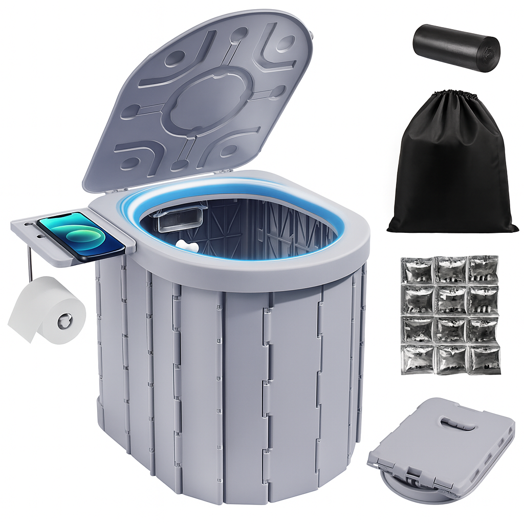 Toaleta Portabila Pliabila din ABS, Capacitate 200 kg, Pentru Camping si Drumetii
