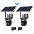 Pachet 2 Camere de Supraveghere Duala WiFi, 8MP cu Panou Solar, 2x Card SD 32GB Inclus, IP66