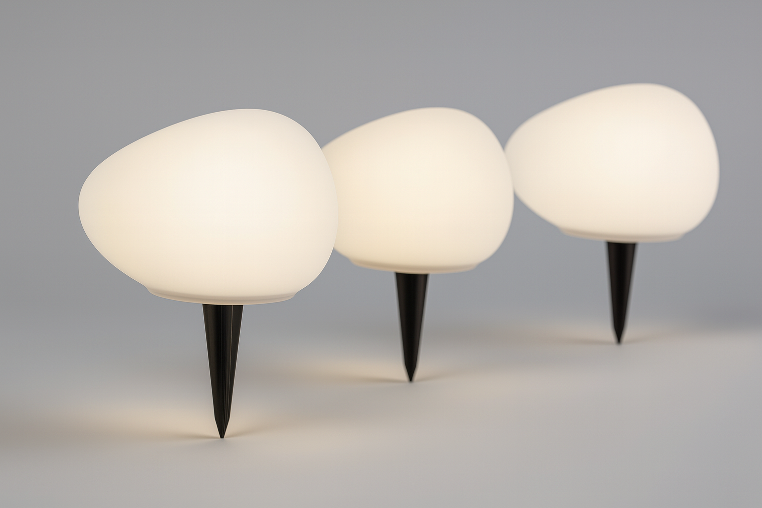 SET 3x Lumini Solare - tip Pietre Decorative LED Alb, Plastic PP Rezistent, Instalare Usoara