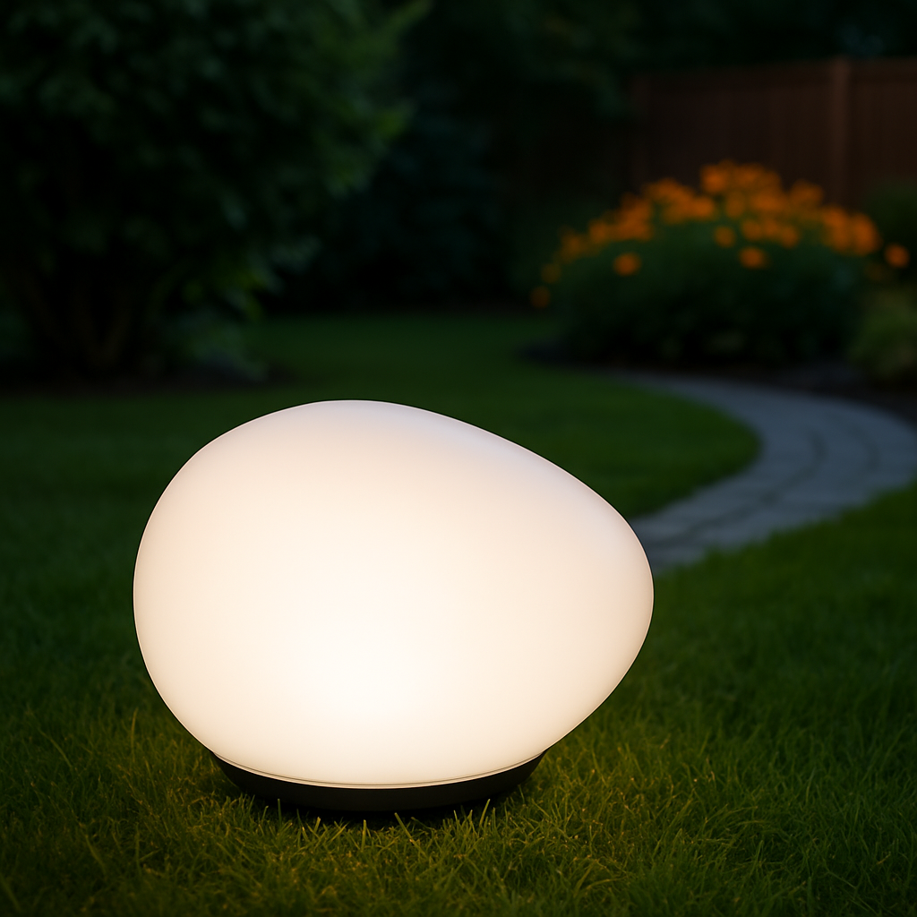 SET 3x Lumini Solare - tip Pietre Decorative LED Alb, Plastic PP Rezistent, Instalare Usoara