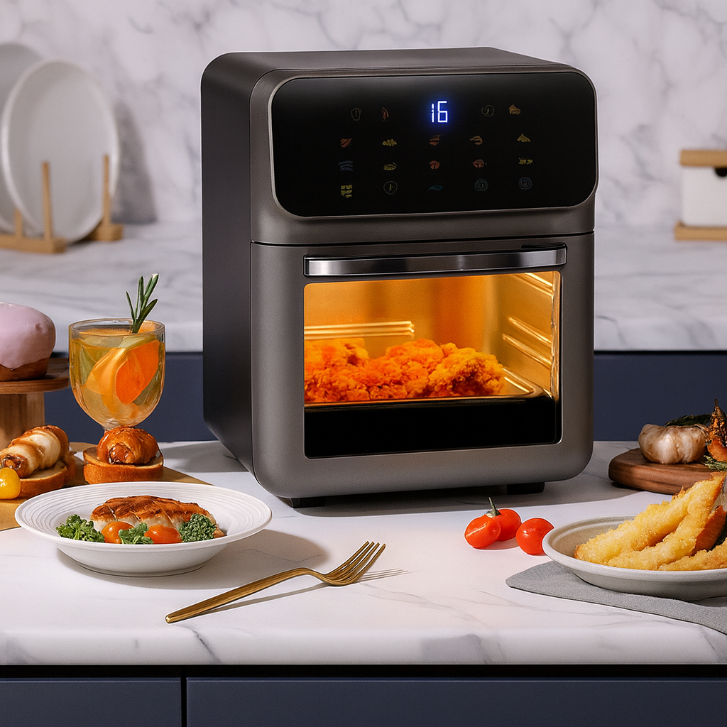 AirFryer Hoffmans, 12 Litri, 2400W, Gatire Fara Ulei, Display Digital LCD