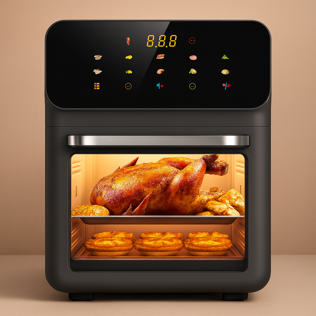 AirFryer Hoffmans, 12 Litri, 2400W, Gatire Fara Ulei, Display Digital LCD