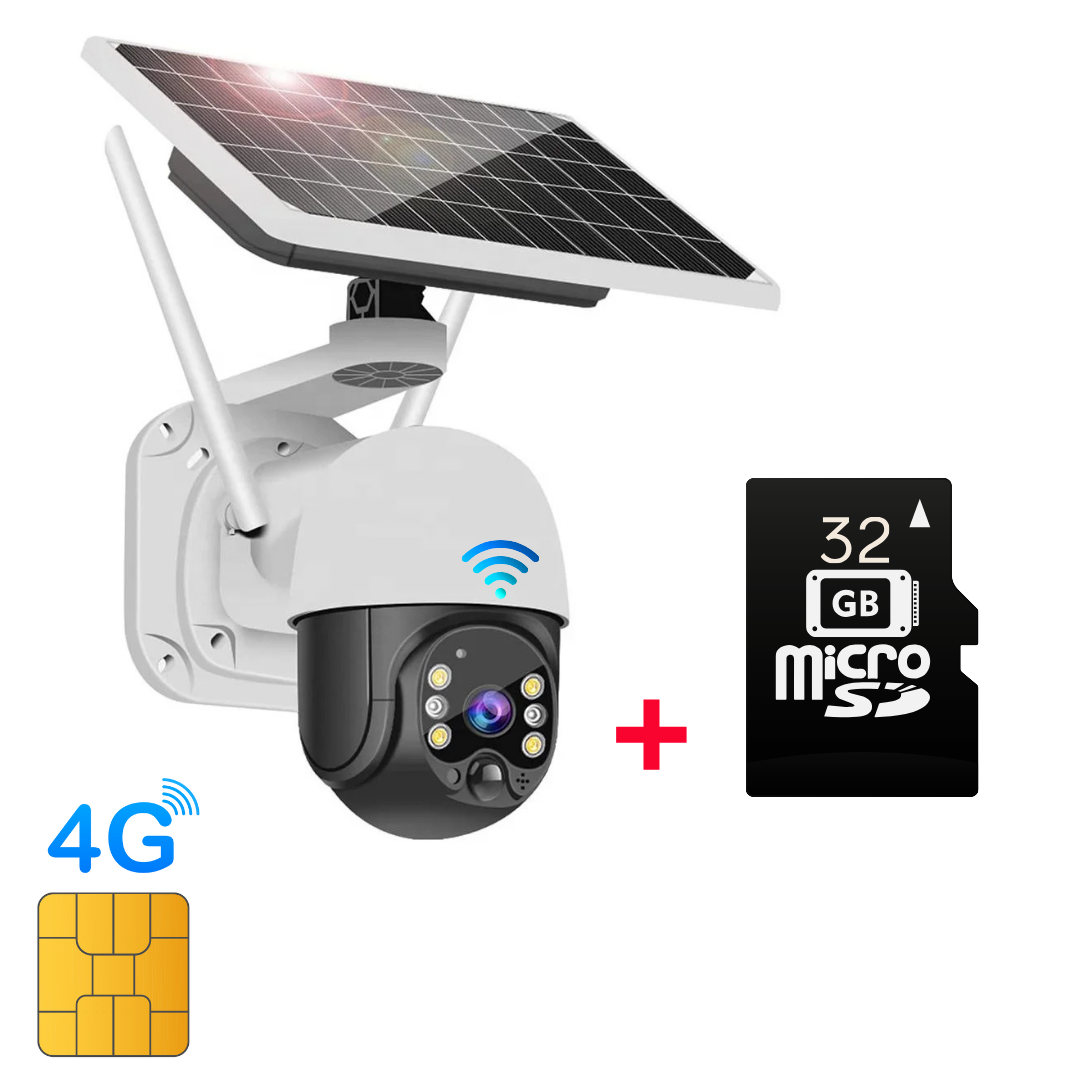 Camera Solara 4G, cu Slot SIM, Senzor de Miscare, Night Visual, Card 32GB Inclus