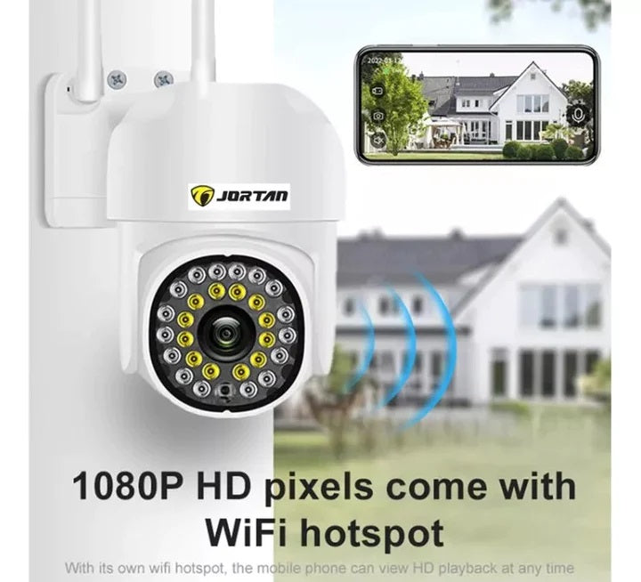 Set 2x Camera de Supraveghere, WiFi Jortan JT-8161QJ - Viziune Nocturna 30M, 1080P, Alerta Human-ID cu LED-uri Active