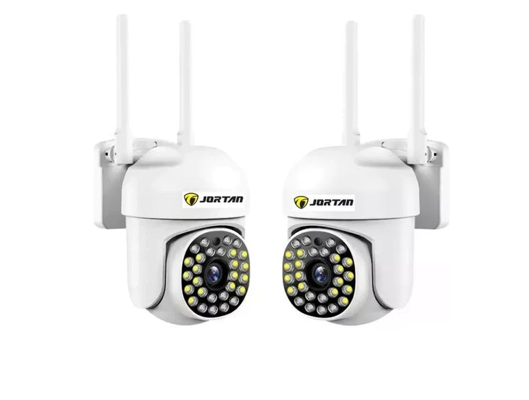 Set 2x Camera de Supraveghere WiFi Jortan JT-8161QJ - Viziune Nocturna 30M, 1080P, Alerta Human-ID cu LED-uri Active