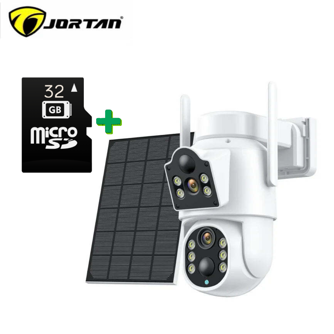 Set Camera IP Wireless Dubla, Jortan JT-8699T 8MP, FullHD, Panou Solar + Card 32 GB Inclus