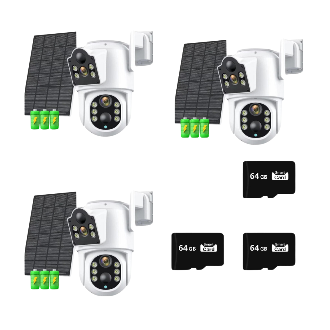 SET 3 Camere IP Wireless 8MP, Dual Jortan JT-8699T, 3 Carduri 64GB, Panou Solar, IP66