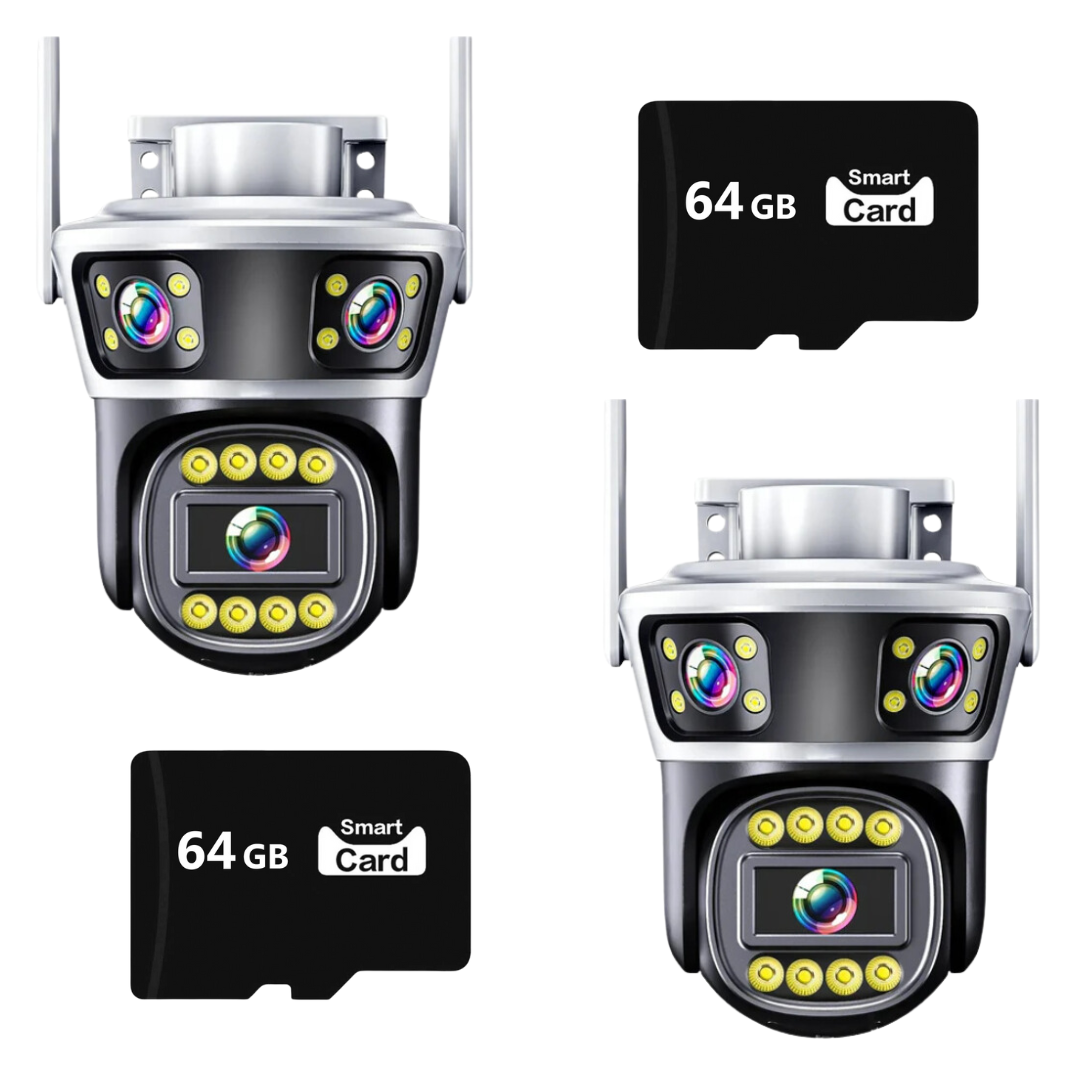 SET 2x Camere Triple AI - WiFi Jortan, 9MP, Night Vision, IP66, 2x Carduri 64GB Incluse