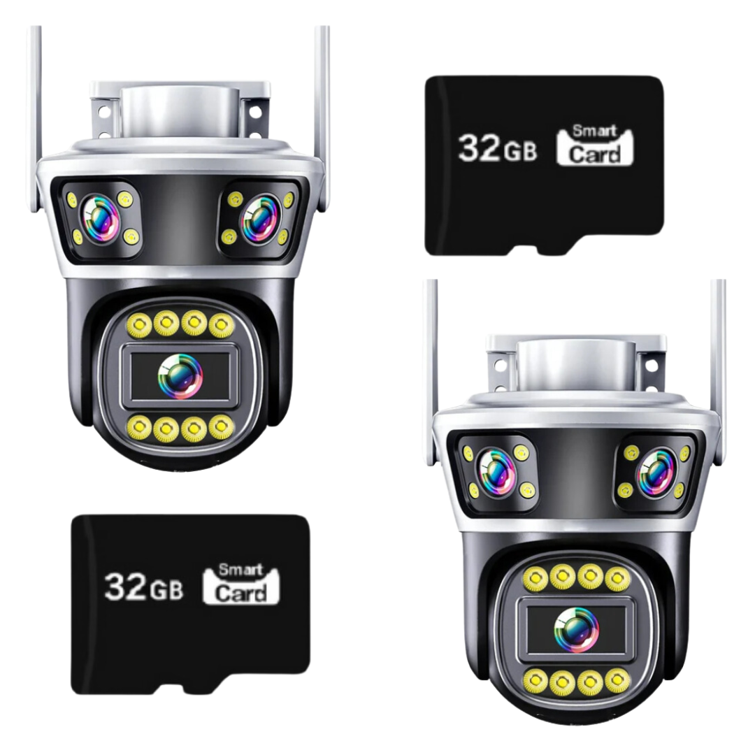 SET 2x Camere Triple AI - WiFi Jortan, 9MP, Vedere Nocturna Avansata, IP66, 2x Carduri 32GB Incluse