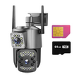 Camera de Supraveghere 4G/LAN Duble, PTZ 360°, 1080P 8MP, Zoom 10X, IP66, Night Vision, Card 64GB Inclus