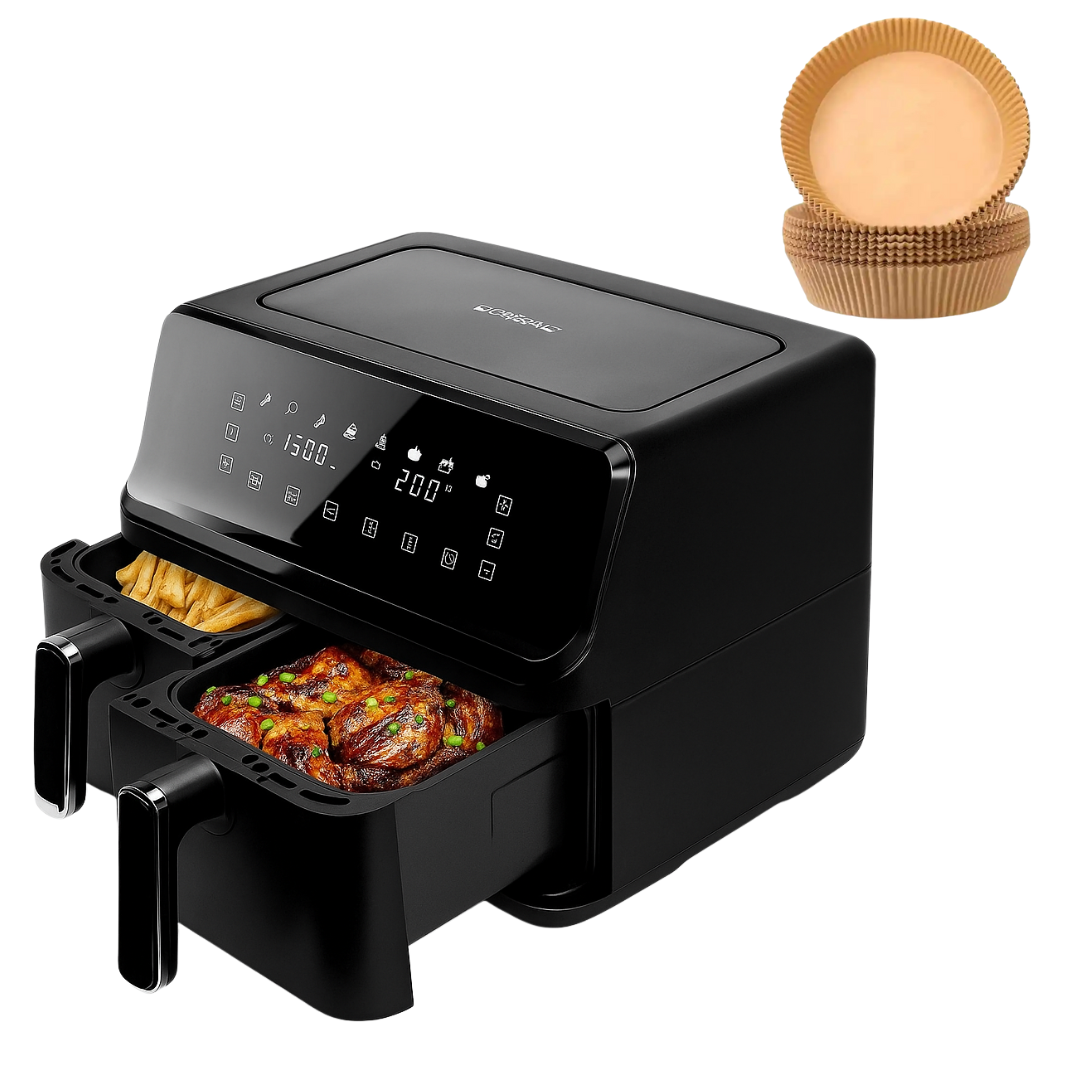 Airfryer Dublu Leihmann - Capacitate 10L, 3000W - Smart Sensing, cu Cantarire Inteligenta + 100 Hartii Copt Cadou