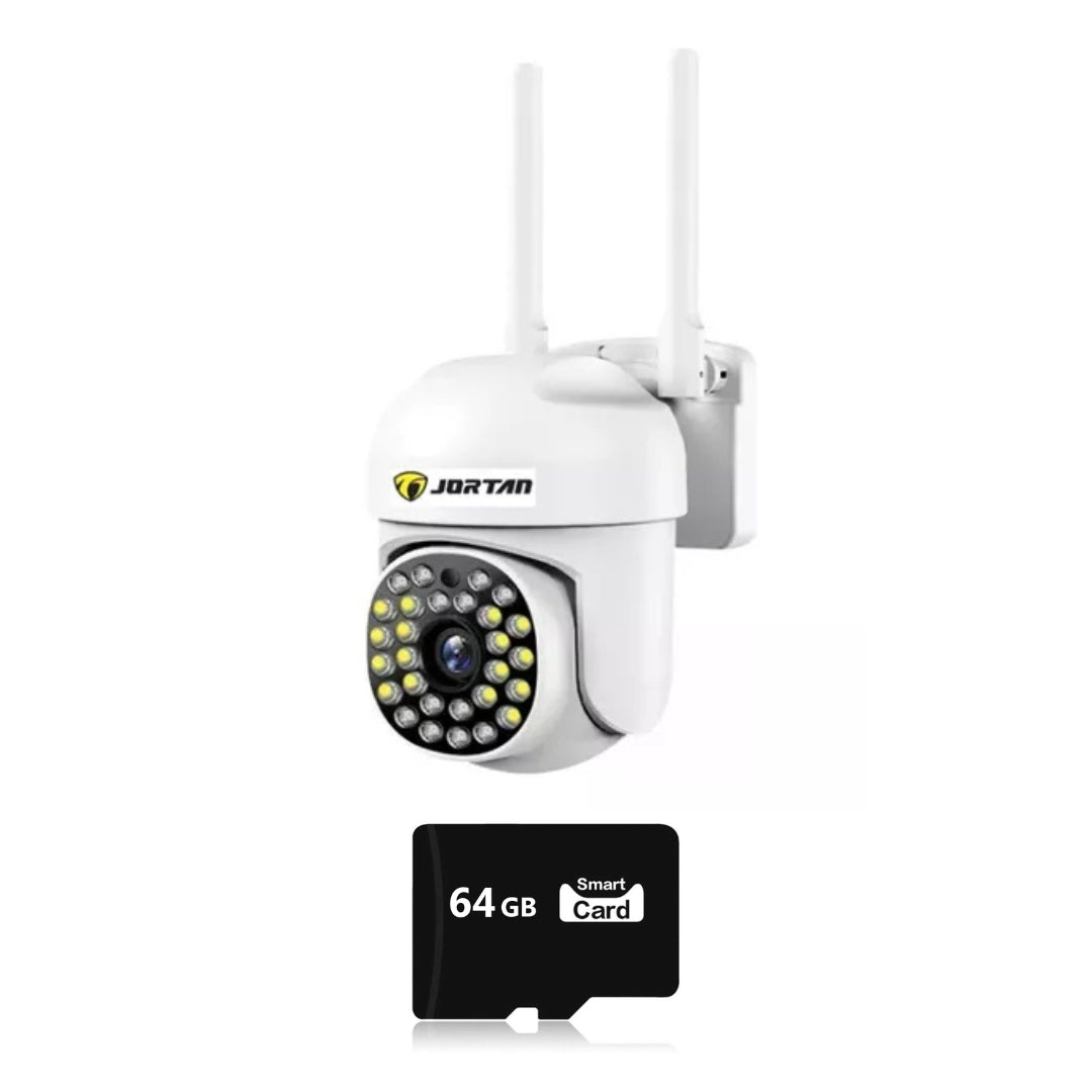 Camera IP JORTAN JT-8167QJ - Supraveghere, Conectivitate Wireless/LAN, Vedere Nocturna, Senzor de Miscare si Conexiune WiFi (Card 64GB Inclus)