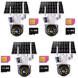 SET 4X Camere de Supraveghere Duale - 4G, Panou Solar, Detectare umana PIR, 4K HD Rezolutie 6MP, 4x Carduri 32GB incluse