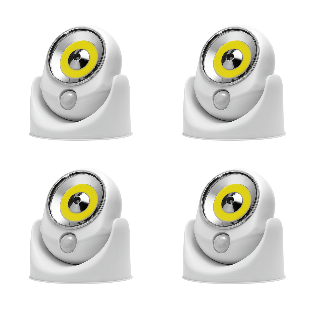 SET 4X Lampi LED Wireless cu Senzor de Miscare, Rotativa 360°, Alb, 120×80×144 mm
