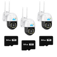 Set 3 Camere 4G/LAN Dasgut - 3.0MP, Panoramare si Inclinare, Suport ONVIF, 3 Carduri 64GB incluse