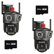 SET 2X Camere Triple Wi-Fi 6K 12MP, Audio bidirectional, AI Motion Detection, Night Vision, Rotire 355°/90°, IP66, 2x Card 64GB Incluse
