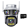 Camera Tripla Wireless - WiFi Jortan, 9MP, Night Vision, IP66, Functii AI, Audio Bidirectional, CARD 64GB Inclus