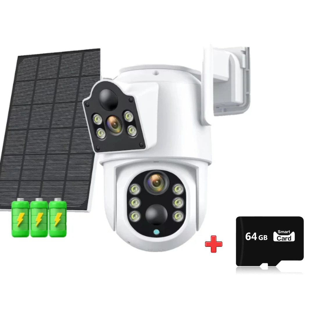 Set Camera IP Wireless Dubla, Jortan JT-8699T 8MP, FullHD, Panou Solar + Card 64 GB Inclus