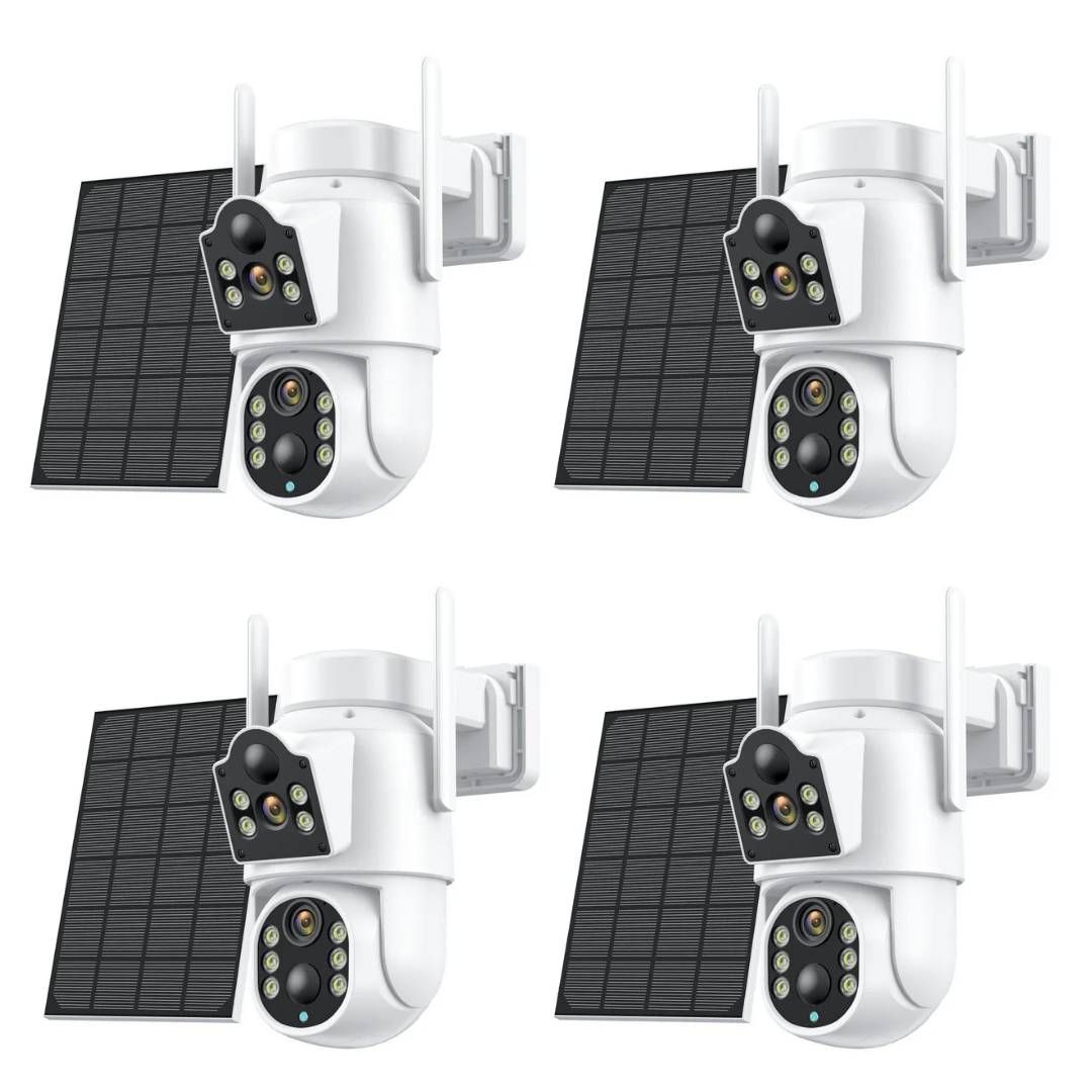 Set 4 Camere IP 8MP Wireless, Jortan Dual JT-8699T, Panou Solar, Viziune Nocturna, IP66