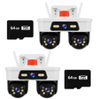 Set 2x Camere Triple WiFi/LAN Jortan, 9MP, Dual Head PTZ 355°, Viziune Nocturna Color, Detectare Umana AI, IP66, 2x Card 64GB Incluse