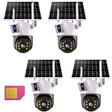 SET 4X Camere de Supraveghere Duale, Slot Cartela 4G,  Panou Solar, Detectare umana PIR, 4K HD Rezolutie 6MP